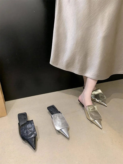 Luxury Summer Shoes Women Heels Gold Silver Black Pu Pointed End Elegant Women's Pumps Fashion Party Office Luxury High Heel