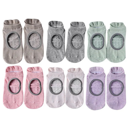 2/6 Pairs Women's Short Open Instep Yoga Socks Indoor Non-slip Floor Socks Adult Pilates Sports Socks