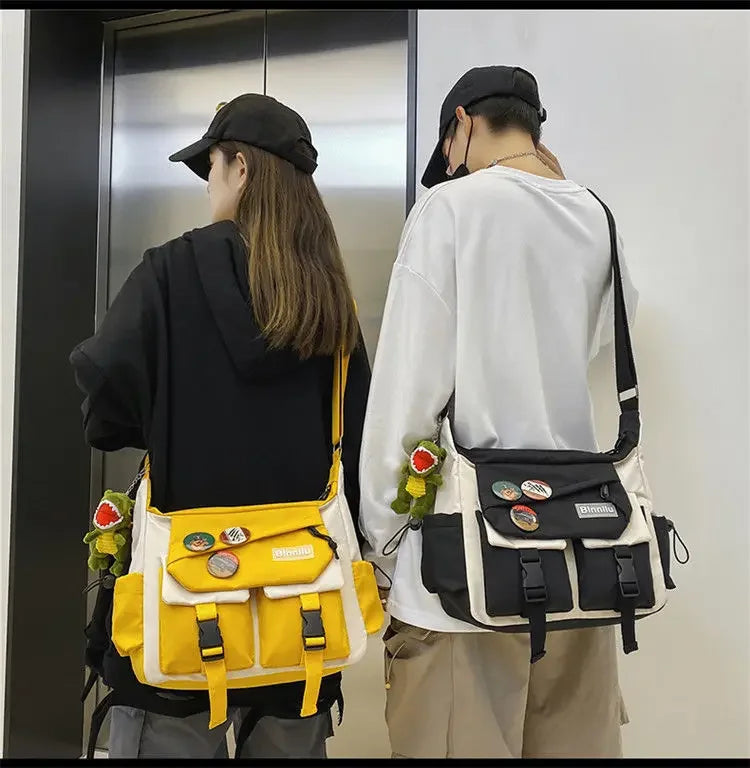Harajuku Men Nylon Crossbody Bags for Women Messenger Bag Girls School Book Bags Youth Canvas Handbags Shoulder Bag Sac Bolsas
