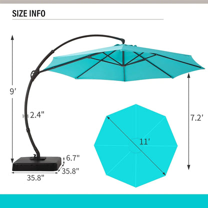 Outdoor Patio Umbrella with Base Included, Upgraded 12ft Large Sun Shade Cantilever Umbrella Deluxe Curvy Aluminum, Customized