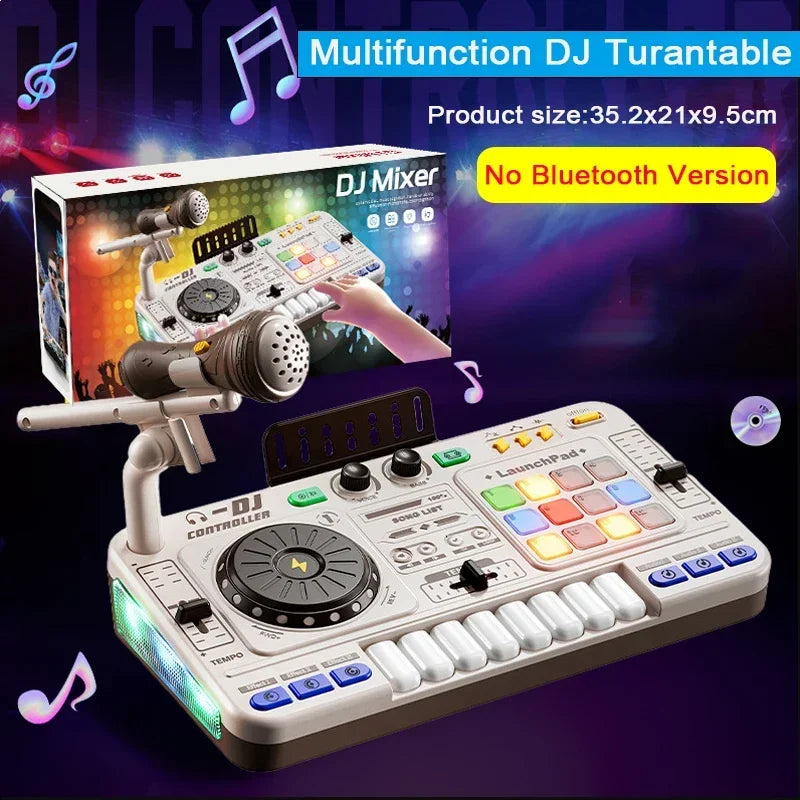 Kids Simulation DJ Mixer Controller Toy Multifunctional Music Effects Electronic Learning Game Birthday Gift for Children Mixers