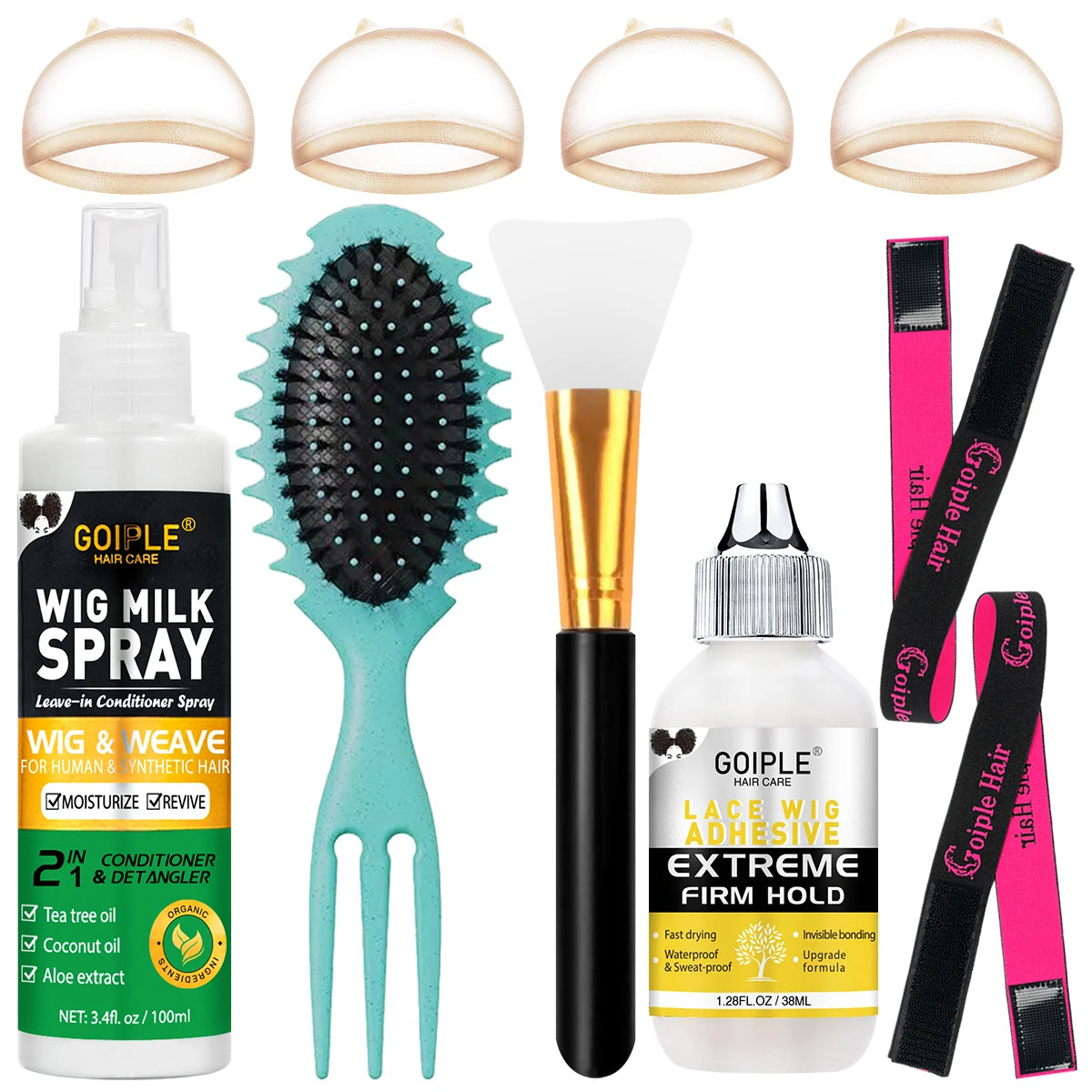 2 IN 1 Wig Shampoo Wig Care Solution Detangle Leave-in Conditioner Spray For Synthetic Lace Front Glue Remover Hair Wax Stick