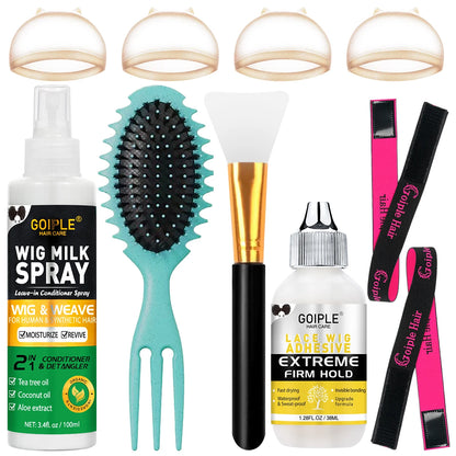 2 IN 1 Wig Shampoo Wig Care Solution Detangle Leave-in Conditioner Spray For Synthetic Lace Front Glue Remover Hair Wax Stick