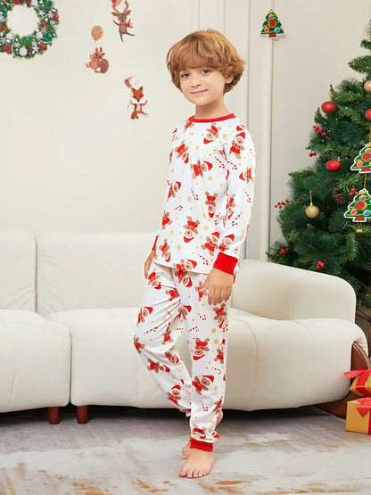 New 2025 Cartoon Allover Print Christmas Pajamas in Set Couples Casual Sleepwear Children's Clothing Baby Dog Romper Family Look