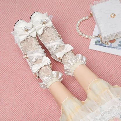 Cross Strap Women High Heels Mary Jane Pumps Party Wedding Cosplay White Pink Black Strawberry Bow Princess Cosplay Lolita Shoes