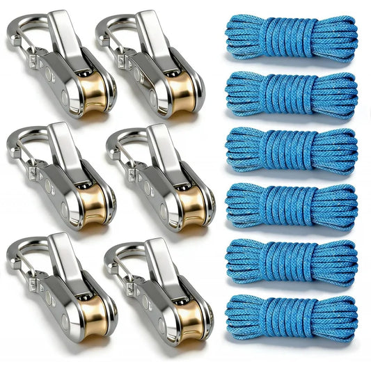 Rope Tying Tool And Tensioner with Roller Tensioner,  Heavy-Duty Retractable Buckle with Accessory Rope, Suitable for Camping