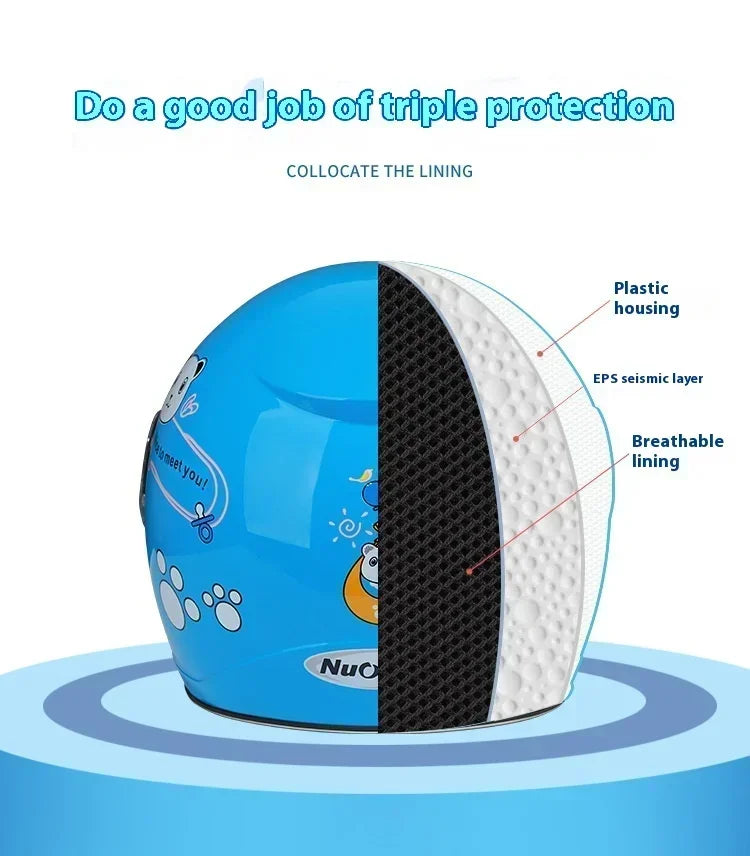 Cartoon Children Helmet With Pattern Four Seasons Safety Protection Child Outdoor Sports Motorcycle Open Face Cute