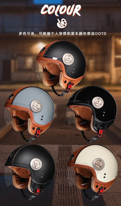 2025 high-quality semi covered motorcycle helmet with fashionable leather wrapping and cascos para motos suede lining capacetes