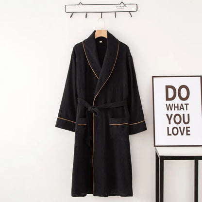 Women's Bathrobe Pure Cotton Large Size Spring Autumn Sleepwear Robe Long Sleeve Couple Home Wear Clothing Female Night Robes