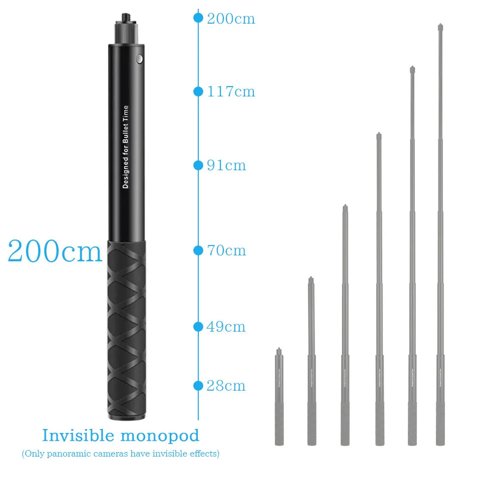 Motorcycle Bike Panoramic Monopod Bicycle Hidden Selfie Stick for GoPro Max Her 11 10 9 One DJI Insta360 Action Camera Accessory