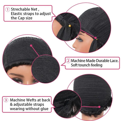 Glueless Afro Kinky Curly Wig Human Hair for Women Short Fluffy Curly Wigs Human Hair Pixie Cut Afro Wig for Black Women
