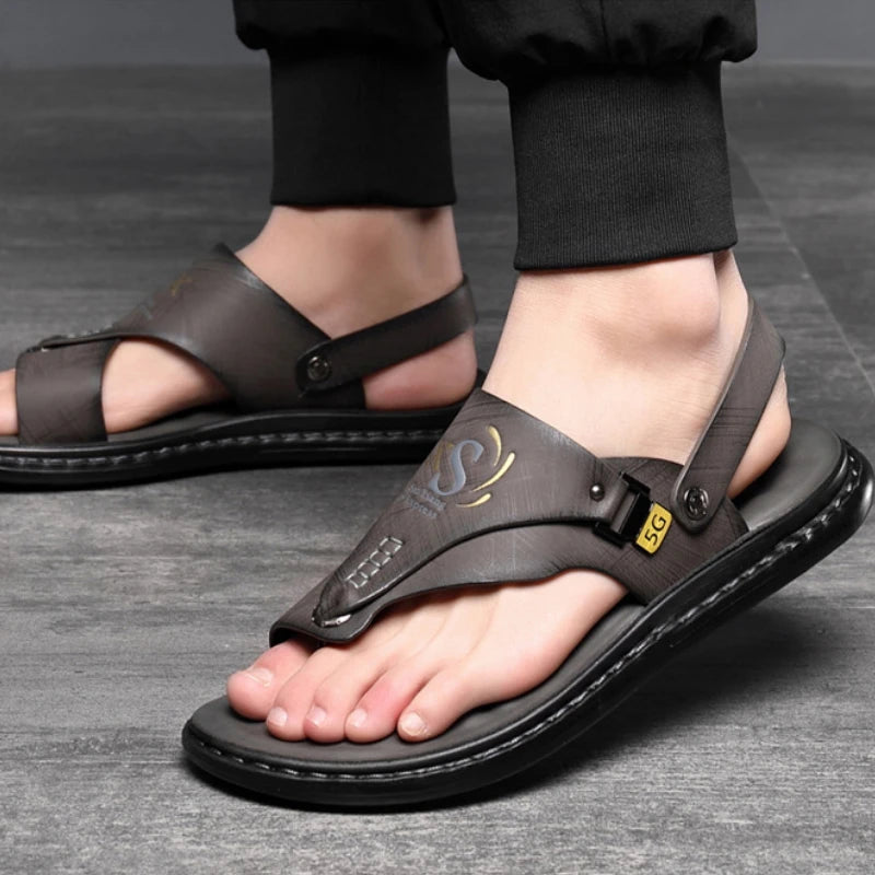 Sandals for Men High Quality Cow Leather Sandals Outdoor Casual Sport Sandals Anti Slip Beach Slippers for Men Summer Slippers