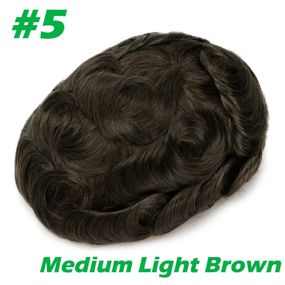 Men Toupee 0.06mm Thin Skin Natural Hairline Men's Capillary Prothesis Toupee Men Wigs Male Wig Hair System 100% Human Hair