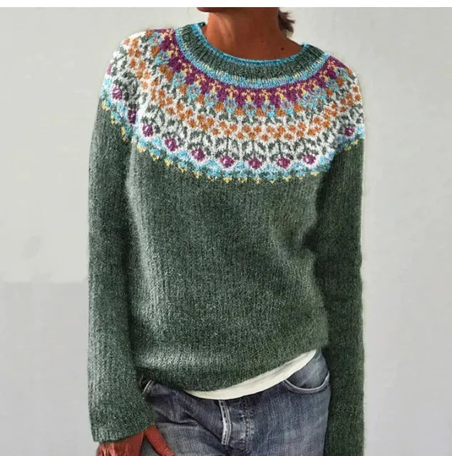 2025 Spring Knitted Women Sweater Print O-neck Long Sleeve Casual Loose Sweaters Female Winter Elegant Trendy Ladies Clothes