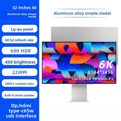 6K/4K monitor 32 ,27inch bezel MAC high definition external gaming computer LG mirror screen design photography vertical screen