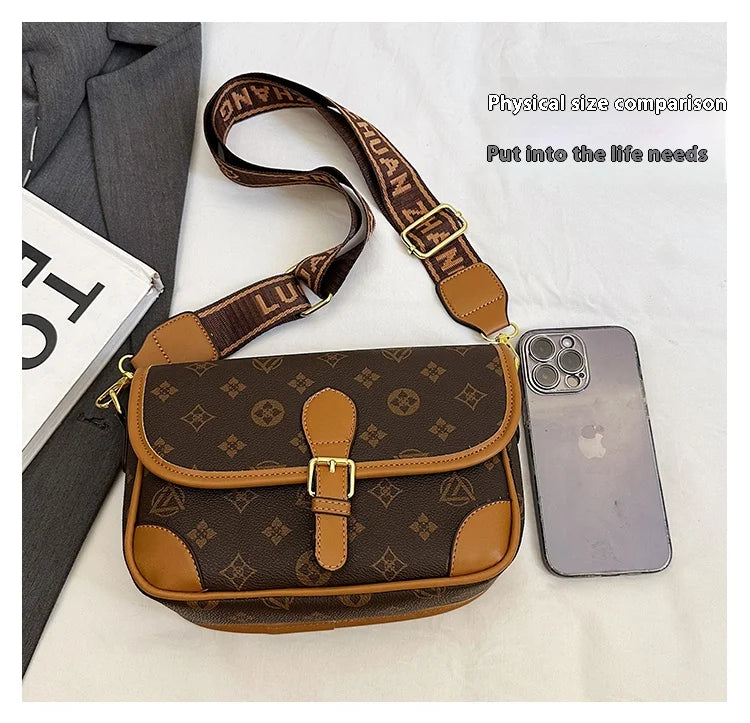 New Classic Texture Crossbody Bag Versatile Crossbody Bag High-End Underarm Bag Nurse Bag Wide Shoulder Strap Bag