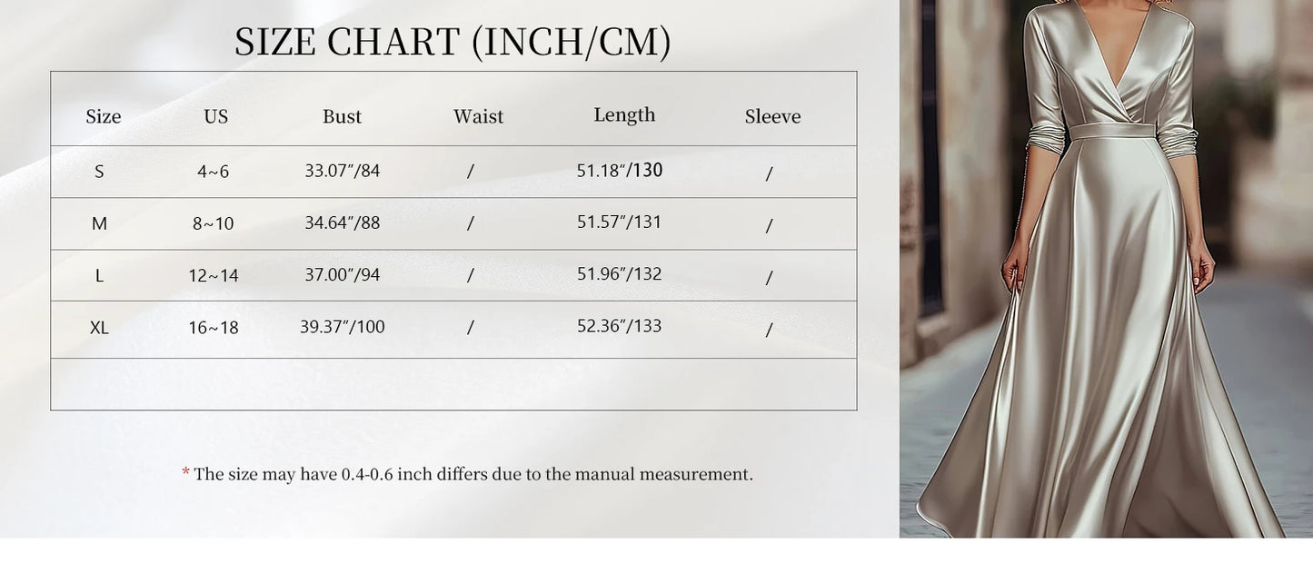 Spring/Autumn Collection: French-inspired Elegance Luxury-feel V-neck Long-sleeved Fitted Waist Dress Evening Gown for Banquets