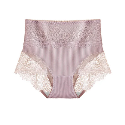 New Women's Cotton Underwear High Waist Antibacterial Panties Sexy Lace Seamless Tummy Briefs Ladies Triangle Shorts Large Size