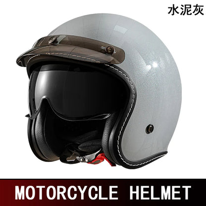 Cruise retro motorcycle semi-helmet motorcycle three-quarters helmet summer four-season breathable electric vehicle helmet safet