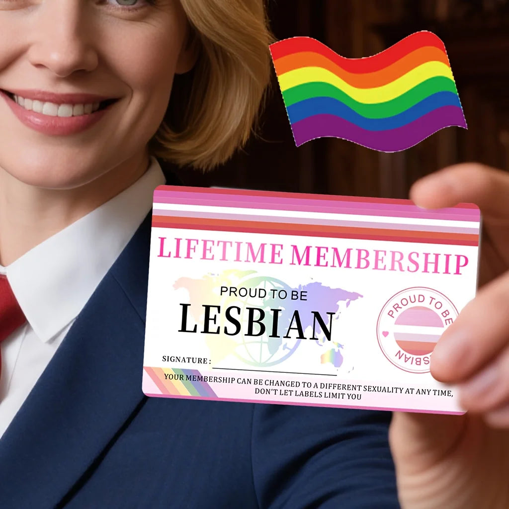 Gay Pride Lifetime Membership Cards Decorative PVC Non Sticker High End Golden Rainbow, PVC Material for LGBT Community Gift