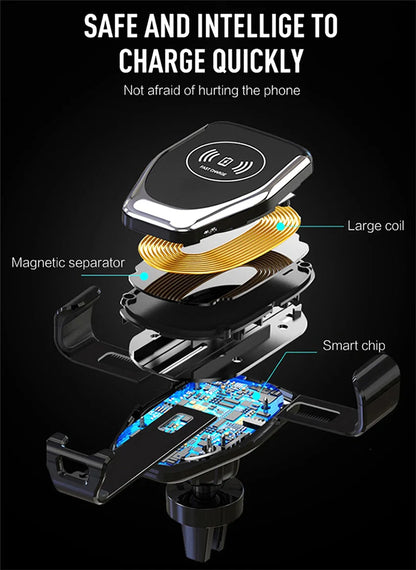 Car Wireless Charger Air Vent Mount Phone Holder Stand For iPhone 17 16 15 14 13 12 Samsung Xiaomi Induction Fast Car Charging