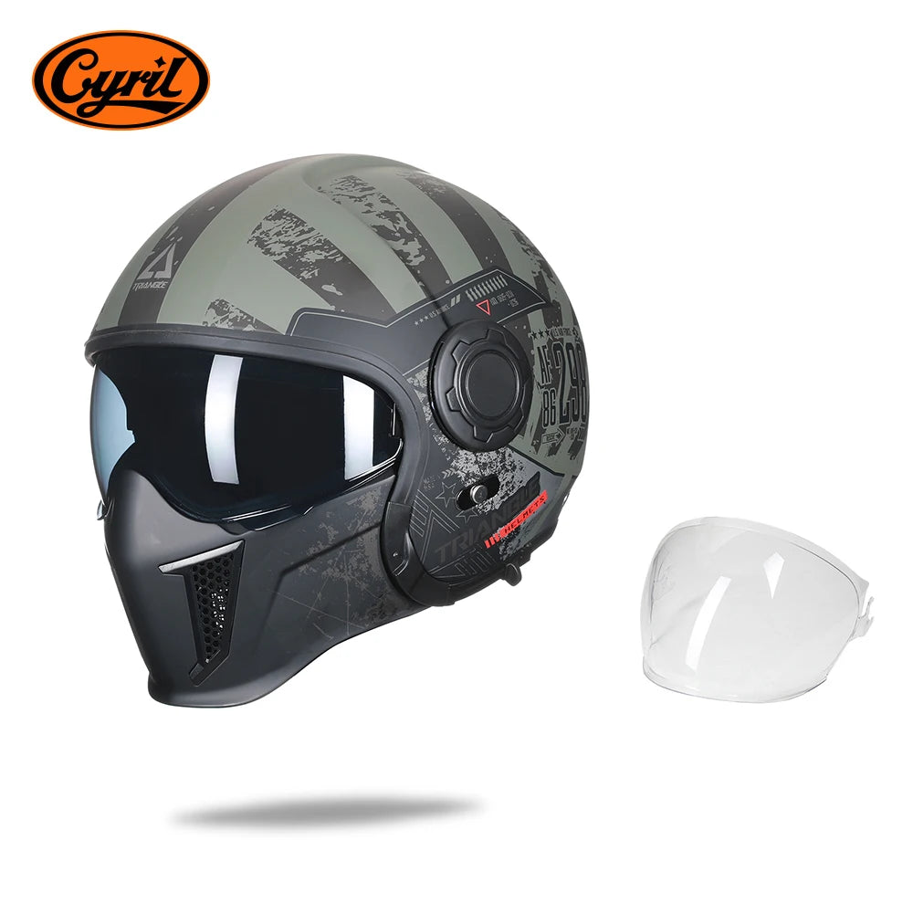 Full Face Open Face Motorcycle Helmet Double Lens Folding Modular Helmet Man Woman Retro Moto Integral Helmet