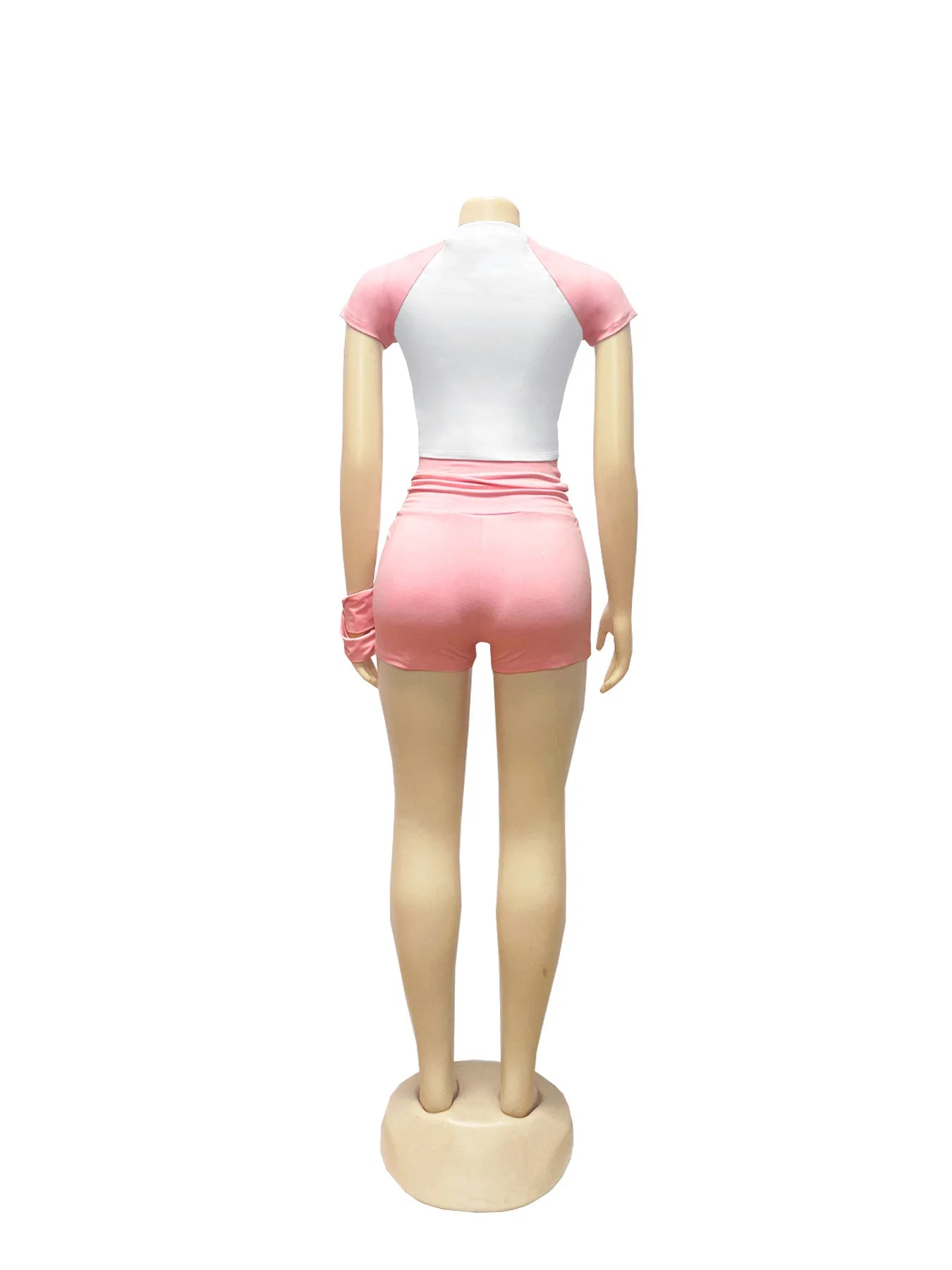 Leosoxs Sporty Patchwork 3 Piece Set Women Casual Summer Headband+Crop Top+High Waist Bike Shorts Street Matching Tracksuit