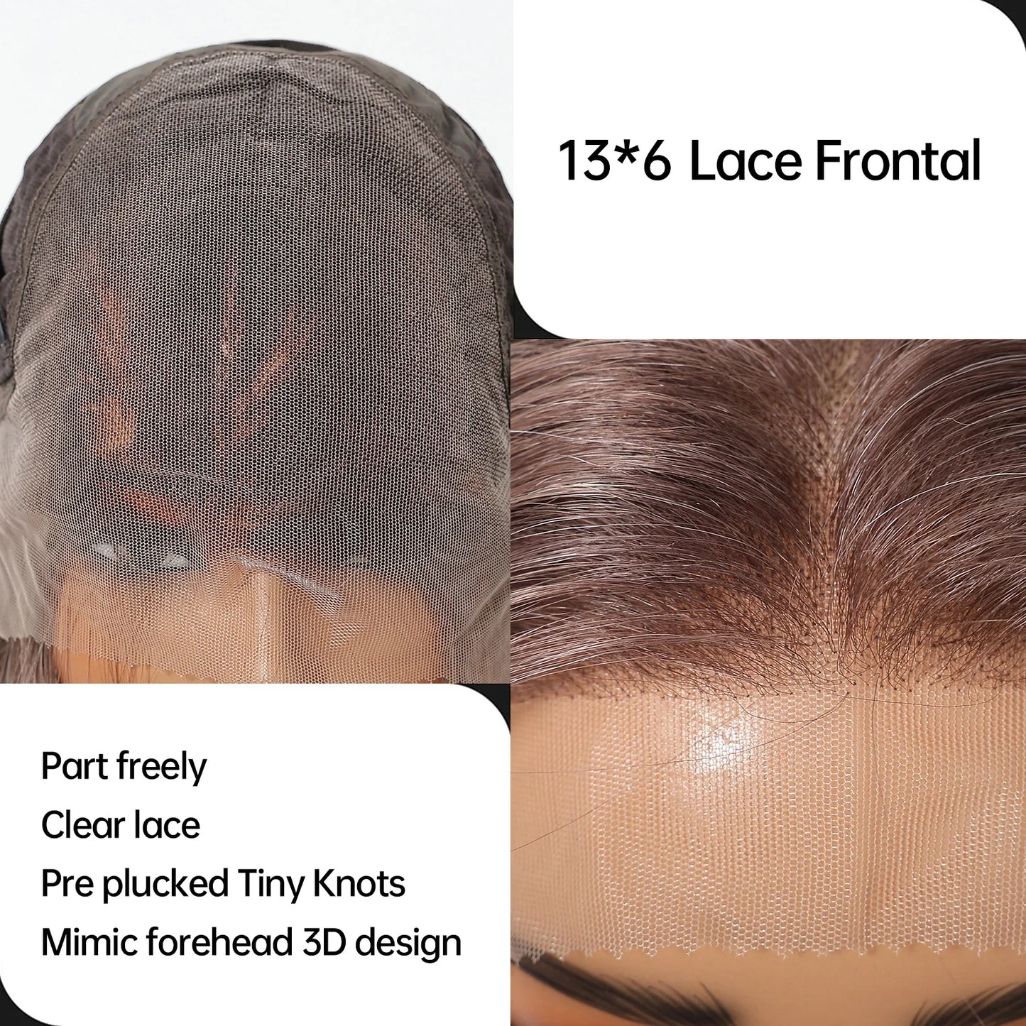 13*6 HD Transparent Lace Front Wigs Natural Hairline Short Straight Synthetic Wigs For Women Daily Party Brown Mixed Blonde Wigs