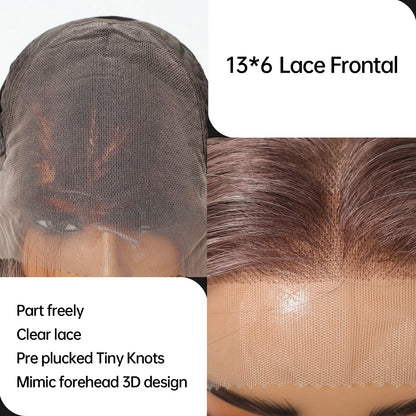 13*6 HD Transparent Lace Front Wigs Natural Hairline Short Straight Synthetic Wigs For Women Daily Party Brown Mixed Blonde Wigs