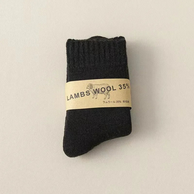Winter 30% Wool Cashmere Warm Furry Kids Sock Chic Solid Color Calf Sock for Children Thicken Fleece Wool Autumn Warm Stockings