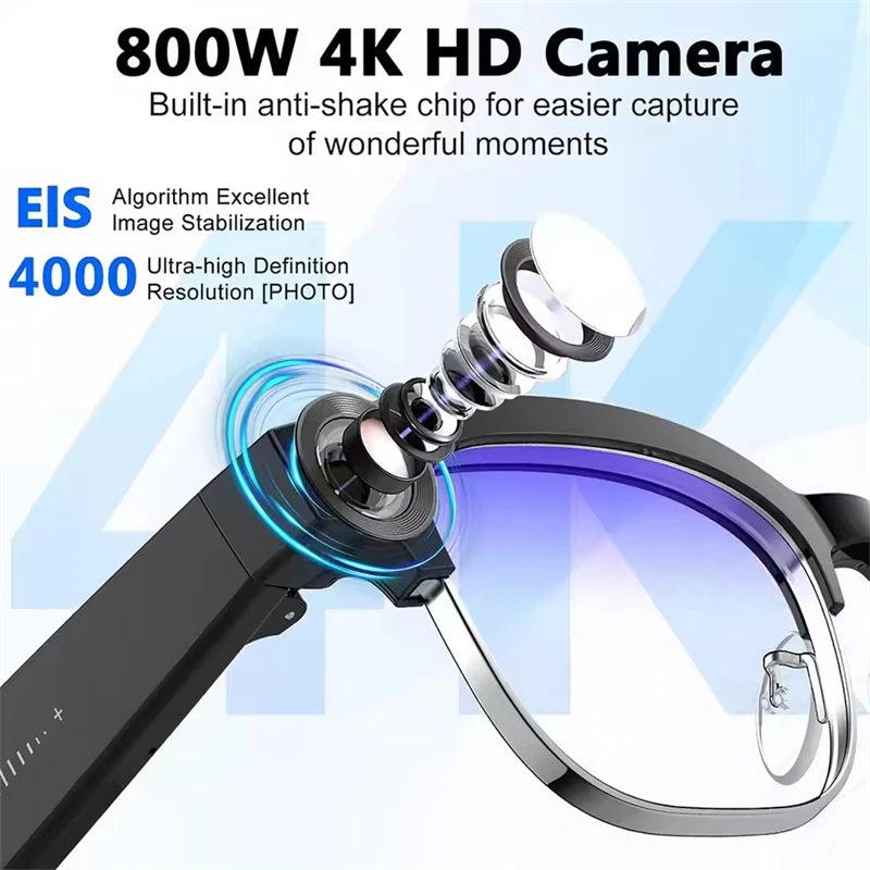 LIGE New 800W Pixel Camera Smart Glasses Men 4K Video Recording AI Photo Recognition Bluetooth Call Voice Translation Sunglasses