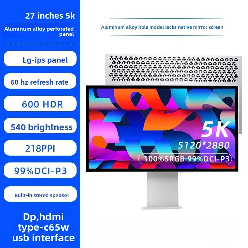 6K/4K monitor 32 ,27inch bezel MAC high definition external gaming computer LG mirror screen design photography vertical screen