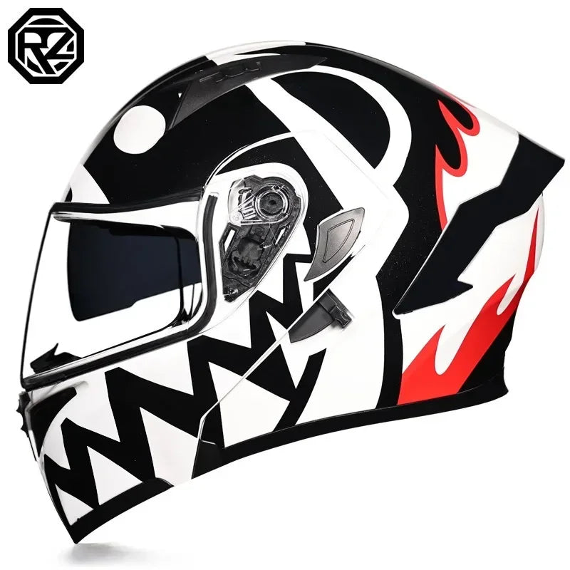 Full Face Motorcycle Helmet for Men and Women - Dual Lens Anti-Fog All Season Riding