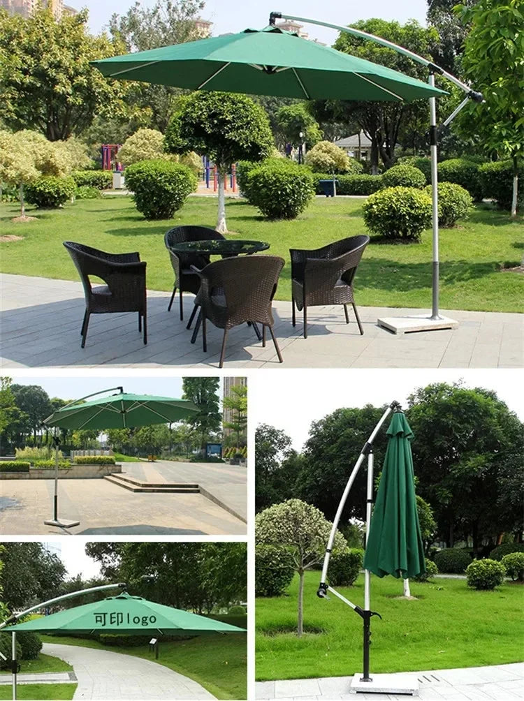 Garden Parasol Large Beach Patio Picnic Umbrella Patterned Outdoor Patio with Led Light Solar Base Wholesale Dropshipping