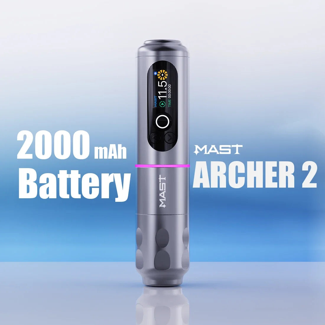 Mast Archer2 Wireless Tattoo Machine Kit 3.5mm Stroke 2100mAh Battery Brushless Motor with Mast Pro Needles Cartridges Supplies
