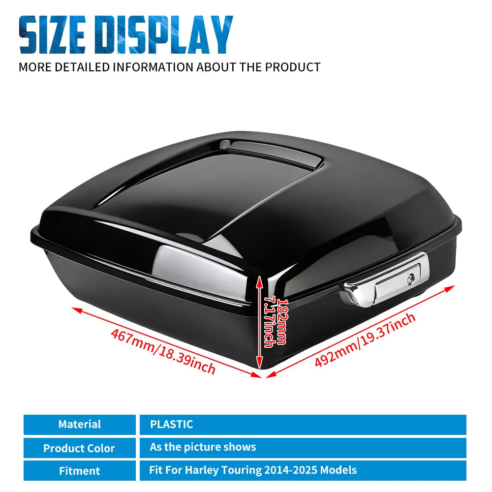 Motorcycle 10.7'' Trunk Rear Tour Luggage Storage For Harley Touring Road King Street Road Glide Electra Glide Standard 2014-25