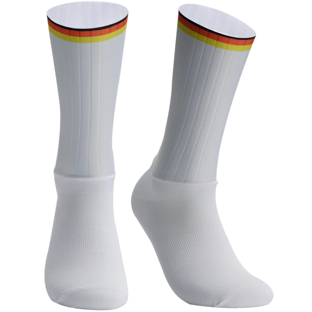 Cycling 2024 Anti Slip Whiteline Silicone Summer Aero Socks Socks Men Bicycle Sport Running Bike Socks Calcetines Ciclismo
