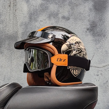 Retro semi-open motorcycle helmet cross-country motorcycle accessories motorcycle helmet 3/4 retro helmet in winter