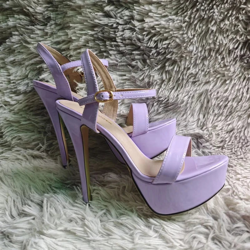 Women Peep Toes Sandals Stiletto Sexy Pumps Luxury Club 14cm Elegant Platform High Heels Nighclub Party Wedding Jazz Dance Shoes