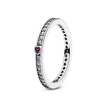 Original 925 Sterling Silver Ring Love Heart Pave CZ Crystal Stackable Rings For Women Wedding Engagement Birthday Gift Jewelry