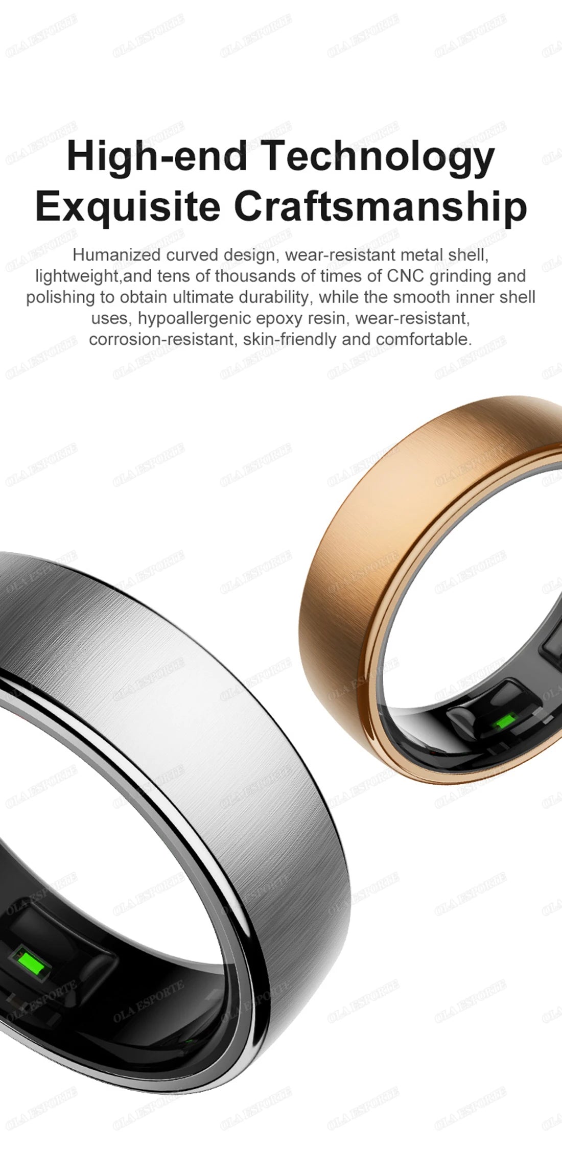 New R10 Smart Ring with Wireless Charging,Health Sleep Monitor,5ATM & ip68 Waterproof,Multi-sport Mode For Android IOS Men Women