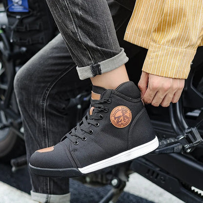 Motorcycle Shoes Men Riding Boots Casual Flat Shoes Anti-collision Toe Heel Protection Outdoor Cycling Motobike Sports Sneakers