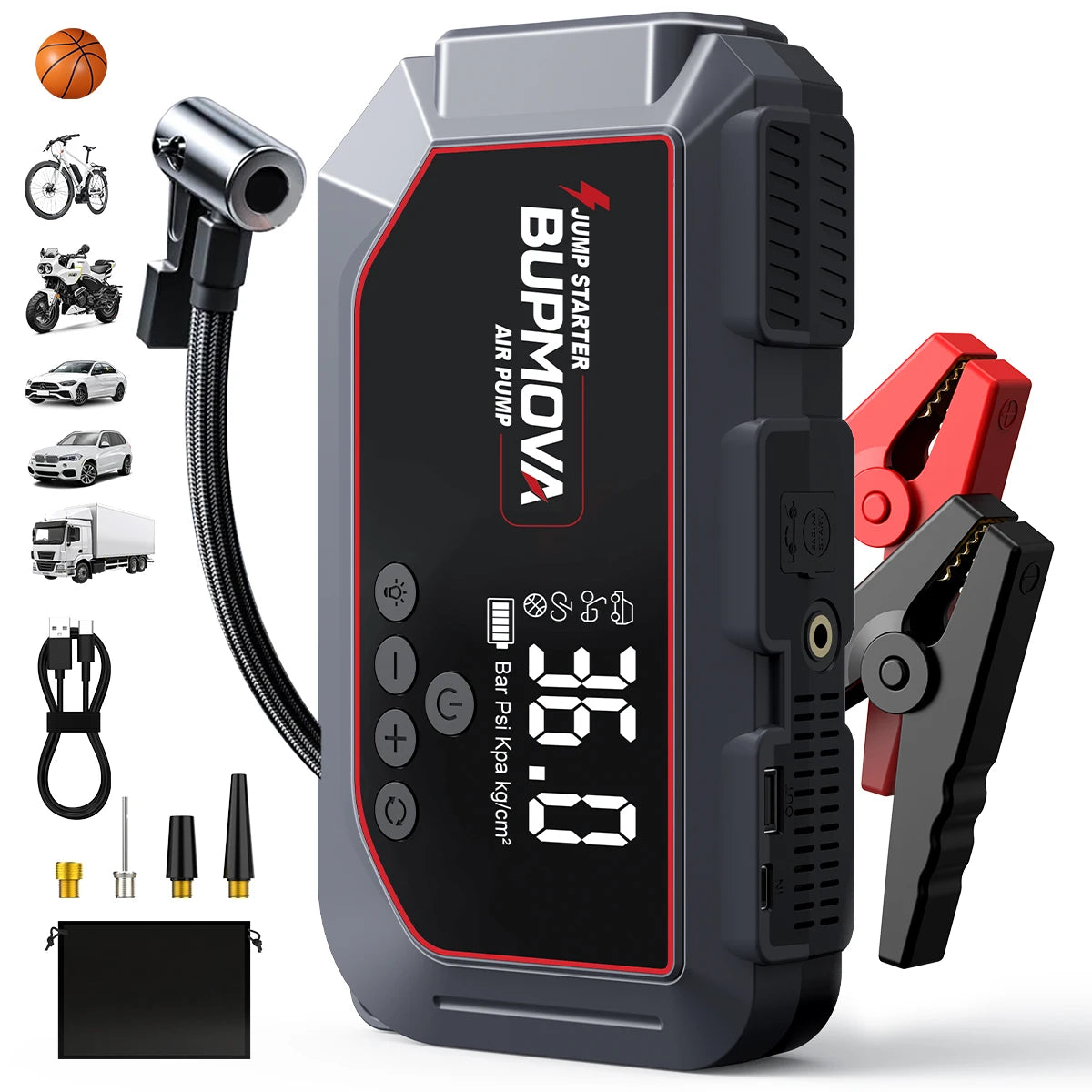 4 in 1 Car Jump Starter with Air Compressor 4000A Portable Power Bank 150PSI Tire Inflator Auto Portable Battery Starter for Car