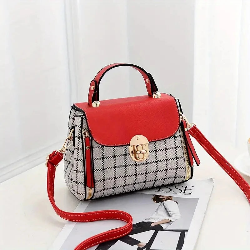 Women Trendy Flap Shoulder Bag PU Leather Crossbody Bag Simple Plaid Designer Messenger Bag Small Purse and Handbags Pouch