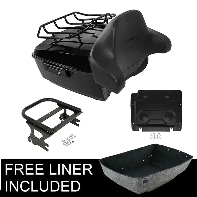 Motorcycle King Trunk Luggage Backrest 2 Up Mount Rack For Harley Touring Road King Electra Glide 1997-2008