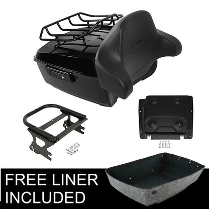 Motorcycle King Trunk Luggage Backrest 2 Up Mount Rack For Harley Touring Road King Electra Glide 1997-2008