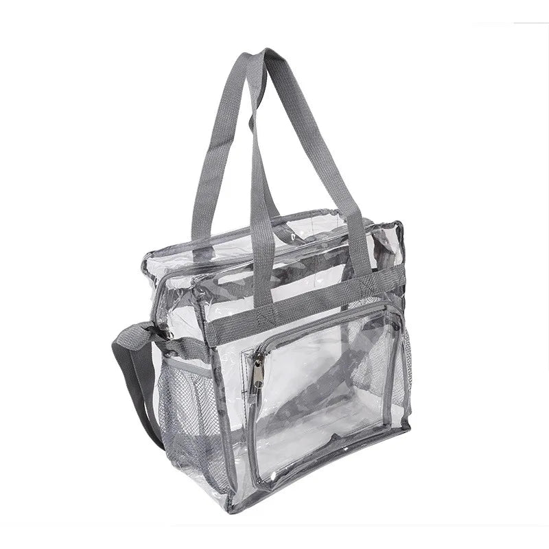 Portable PVC Transparent Shoulder Crossbody Bag Tote Satchel Handbag for Women Lady Large Capacity Clear Bag Shopping Handbag
