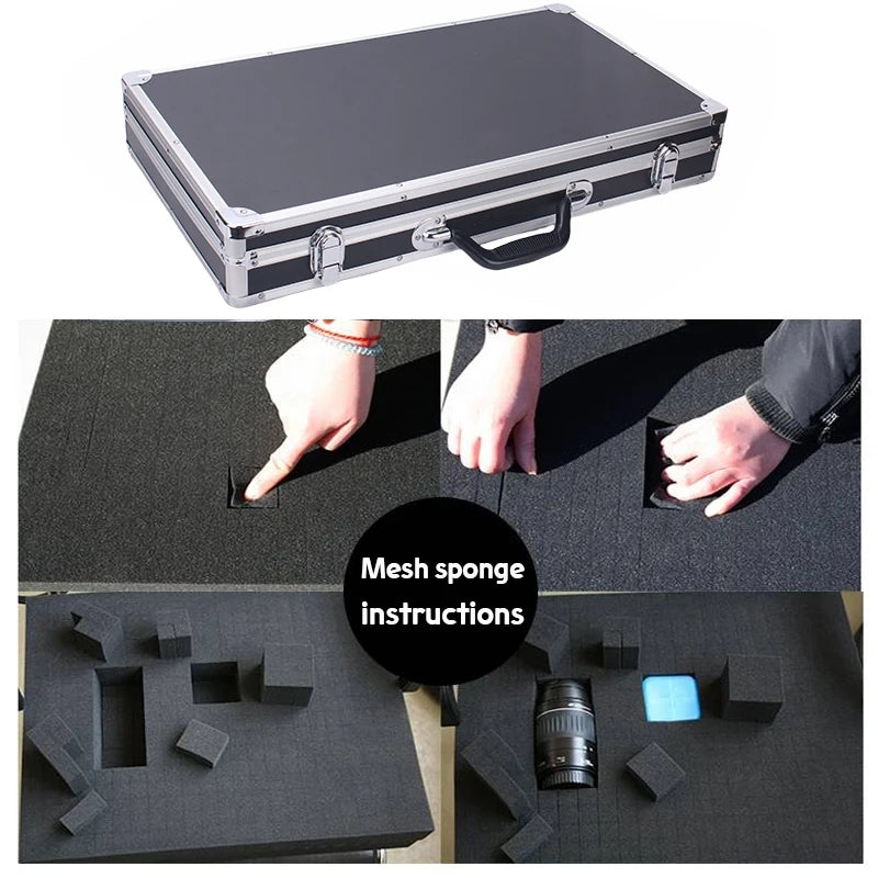 Tool Box Aluminium Equipment Case Protable Toolbox for Mechanic Large Capacity Suitcase Hard Case 58x32x8.5cm Rectangular toolbo