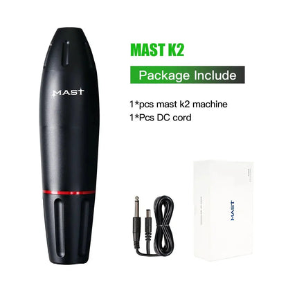 Mast K2 Wireless Tattoo Machine 3.5mm Stroke 1300mAh with Dragonhawk Battery for Beginner or Pro Studio Supplies