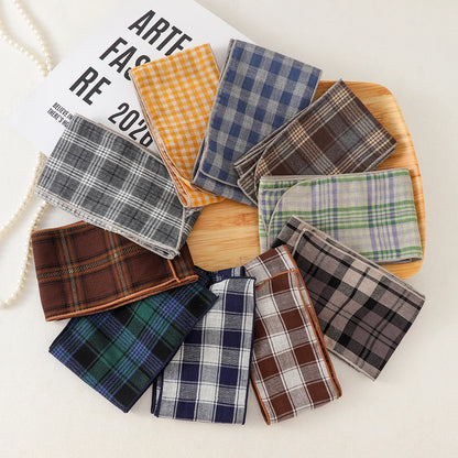 British Cotton Skinny Plaid Scarf Fashionable Outfit Hairband Necktie Scarf Small Shawl Headscarf Neck Protection Scarf 11X120cm